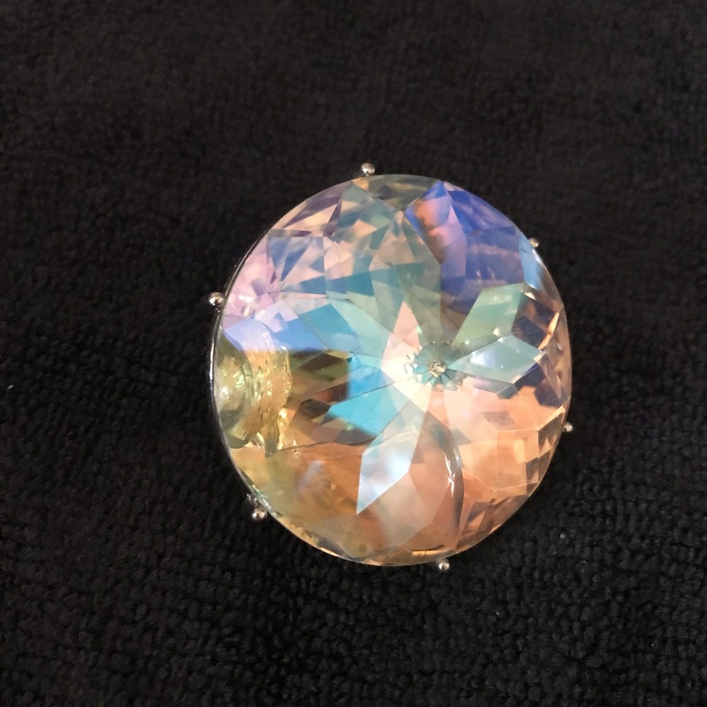 🟤Woman’s Vintage Large Multi Color Heavy Crystal Stretch Ring